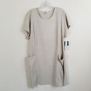 Studio One New York Linen Blend Shift Dress Pockets Medium NWT